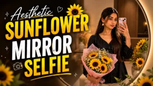 Aesthetic Sunflower Mirror Selfie AI Photo Editing Prompt for ChatGPT & Google Gemini