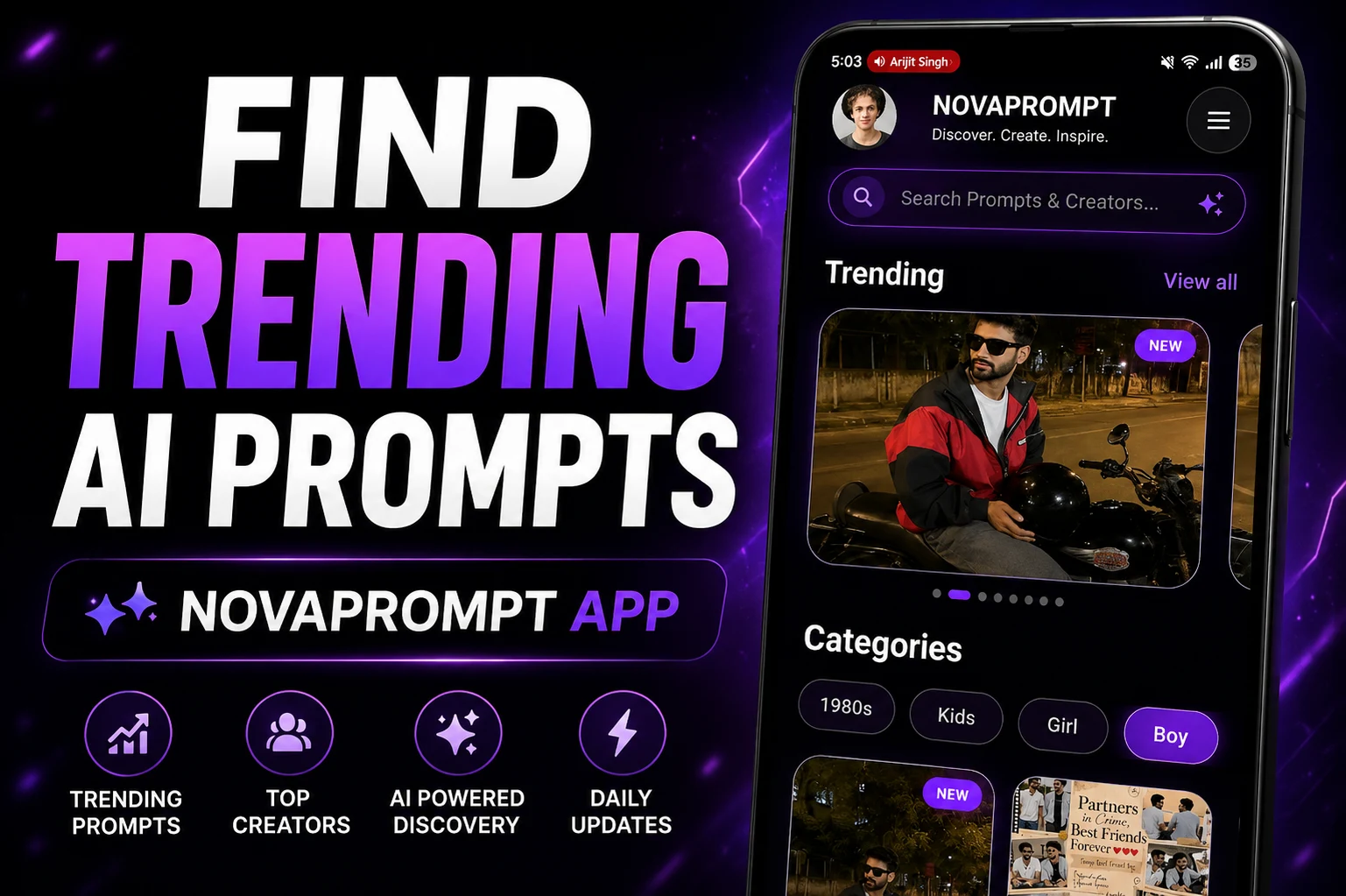 NovaPrompt App: Find Trending & Viral AI Photo Editing Prompts Instantly