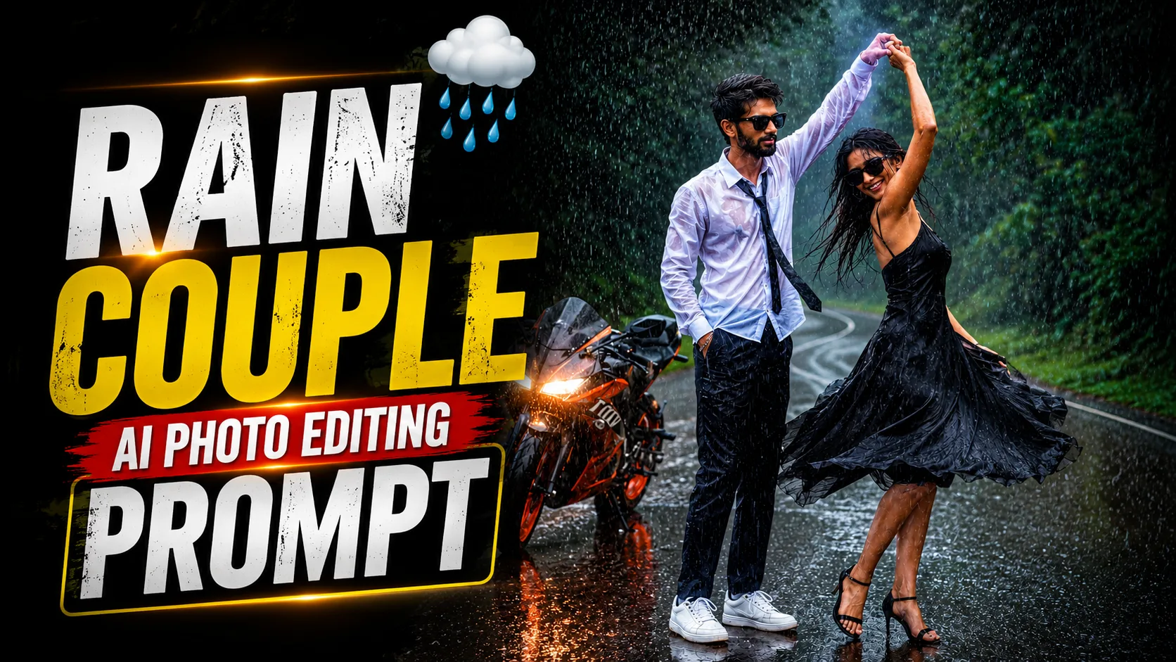 Rain Couple AI Photo Editing Prompt