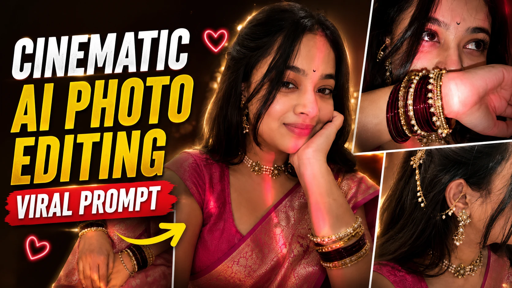 Aesthetic Saree Collage AI Photo Editing Prompt