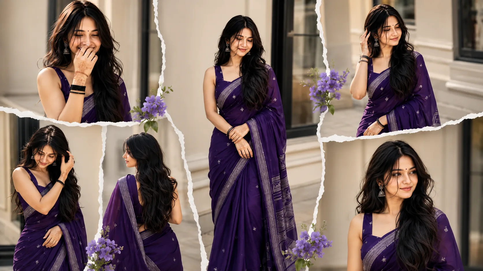 Aesthetic Saree Collage AI Prompt