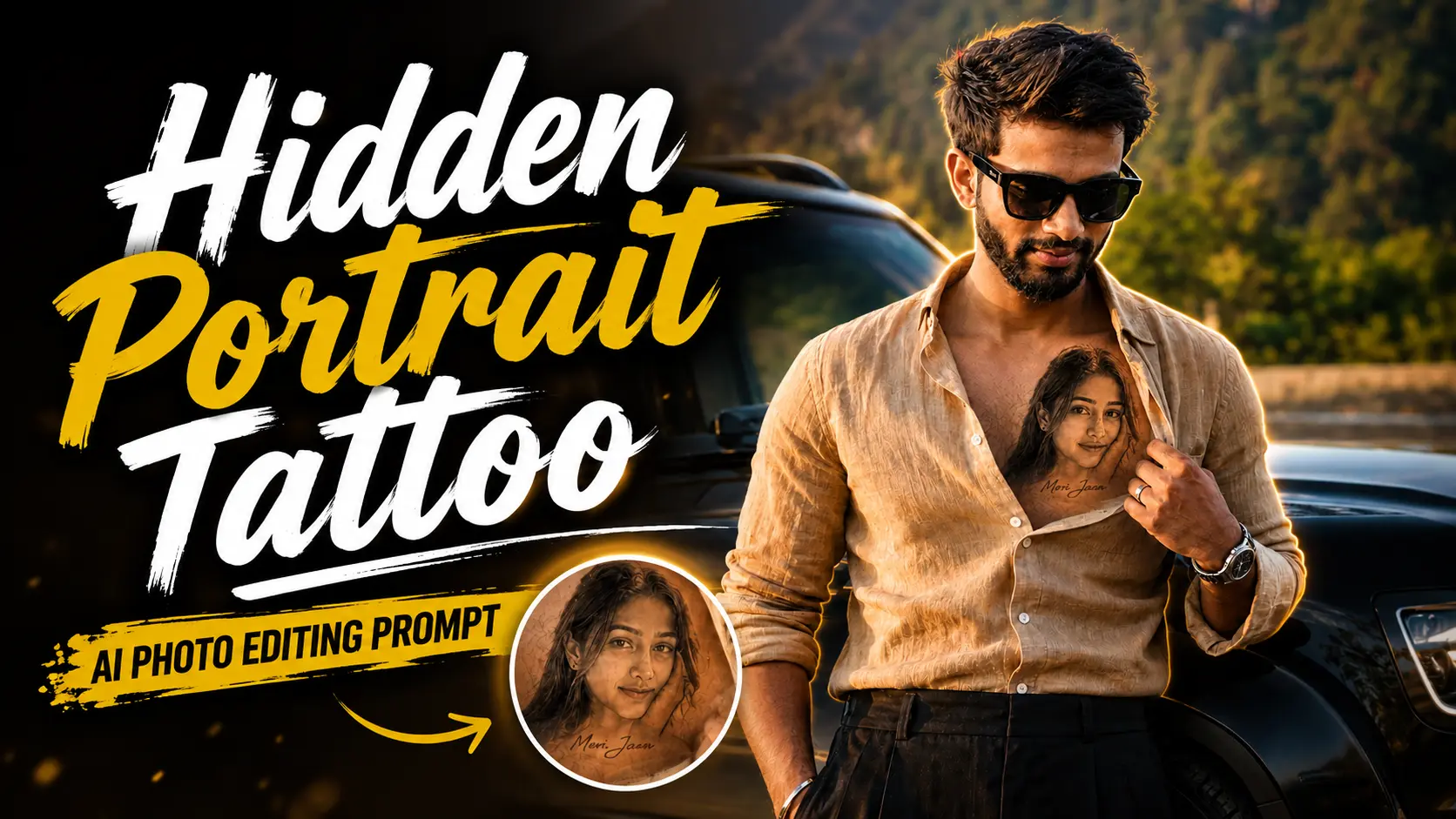 Hidden Portrait Tattoo AI Prompt