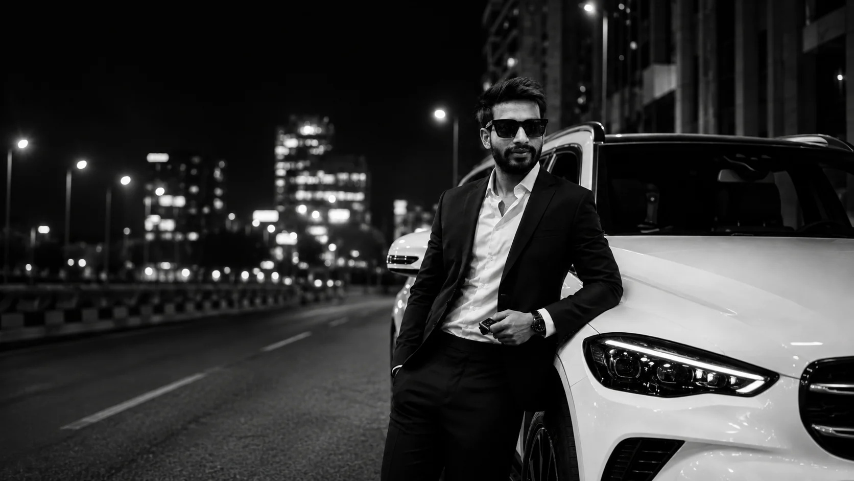 Black and White Luxury Car AI Photo