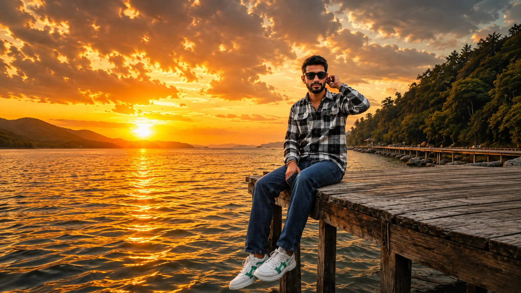 Golden Hour Lake Portrait AI Prompt