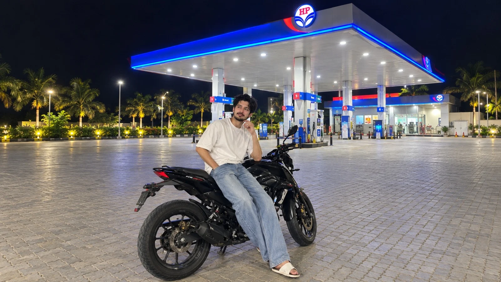 Realistic Night Photo With a Motorcycle Using AI